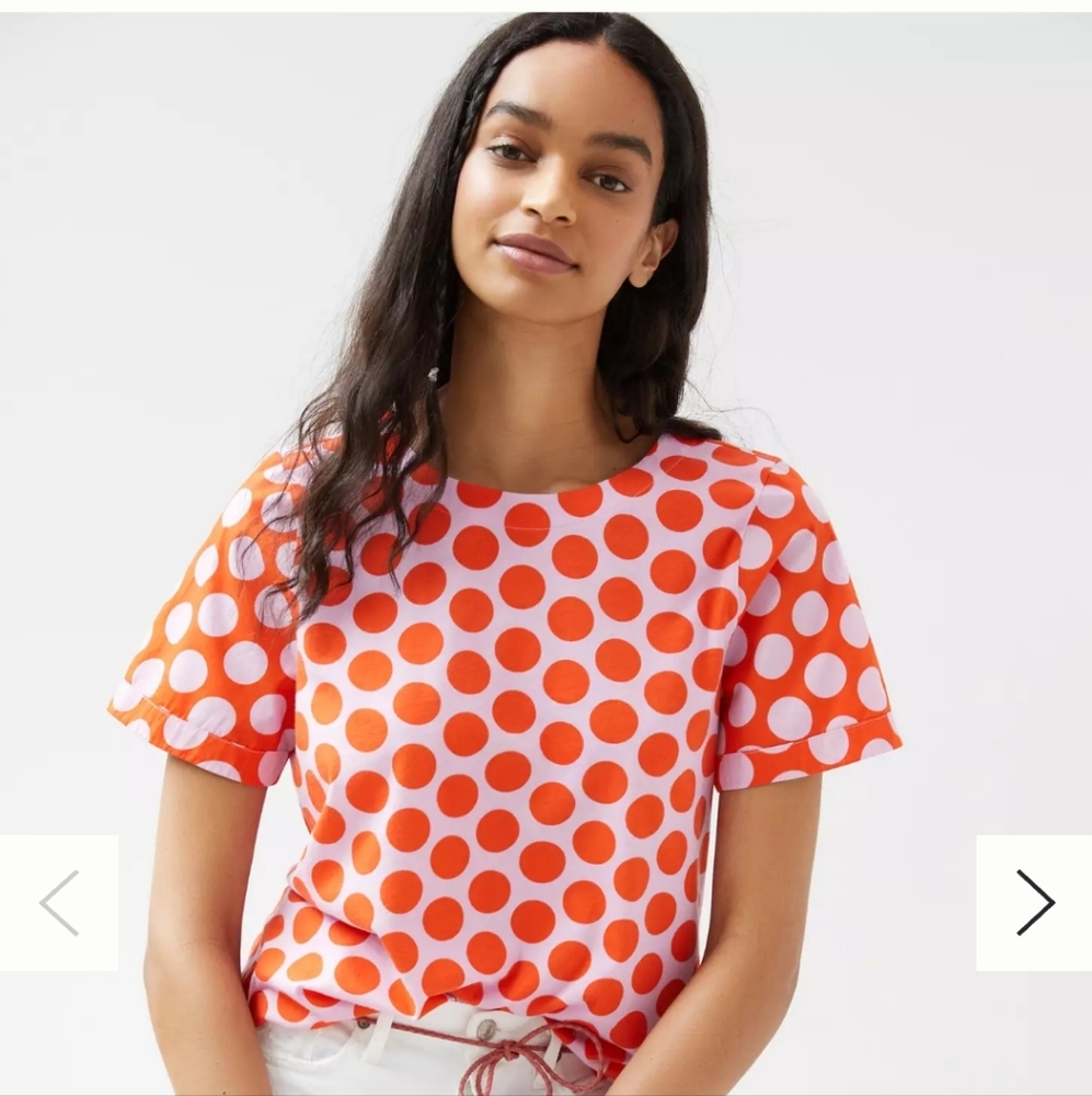 Anthropologie Maeve Polka Dot Short Sleeve Blouse Top - Maeve Classic Tee